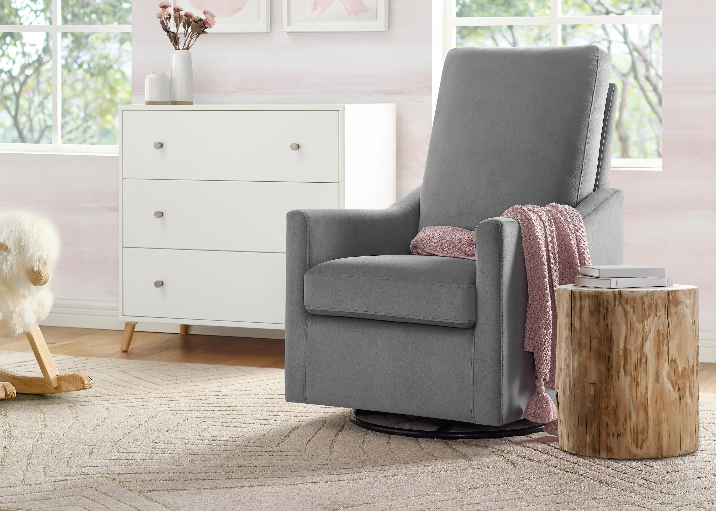 Andie Nursery Glider Swivel Chair with LiveSmart Fabric