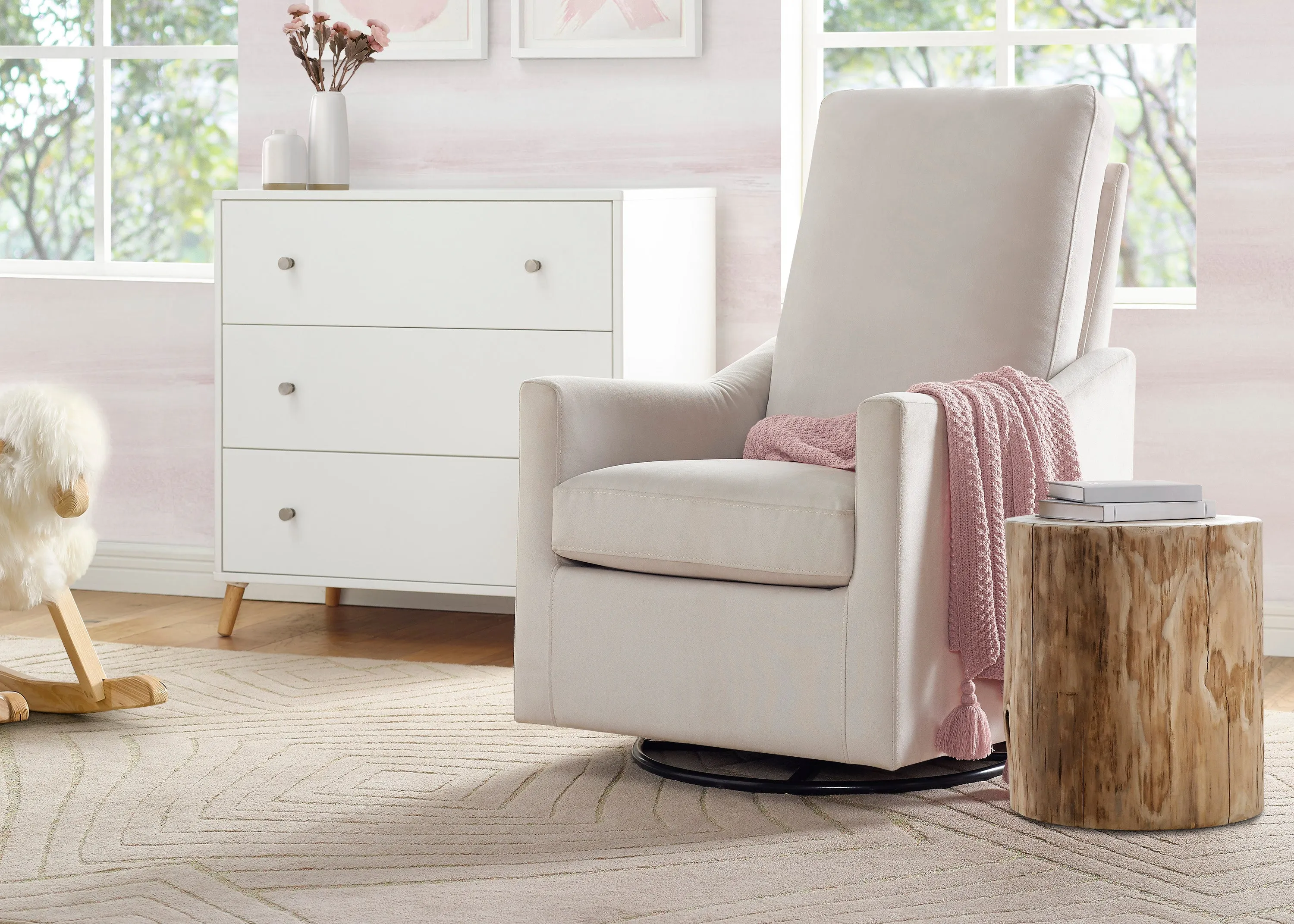 Andie Nursery Glider Swivel Chair with LiveSmart Fabric