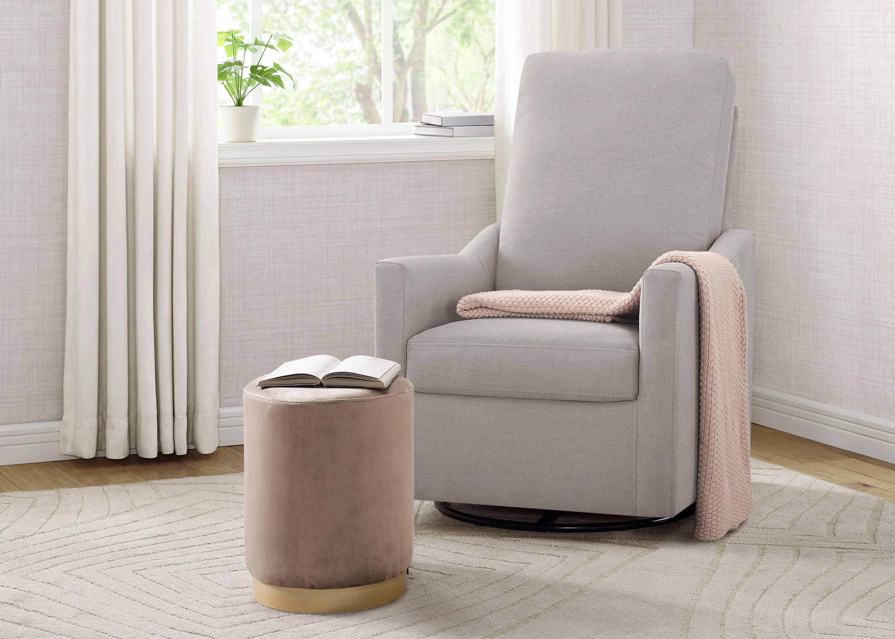 Andie Nursery Glider Swivel Chair with Stain-Resistant LiveSmart Fabric