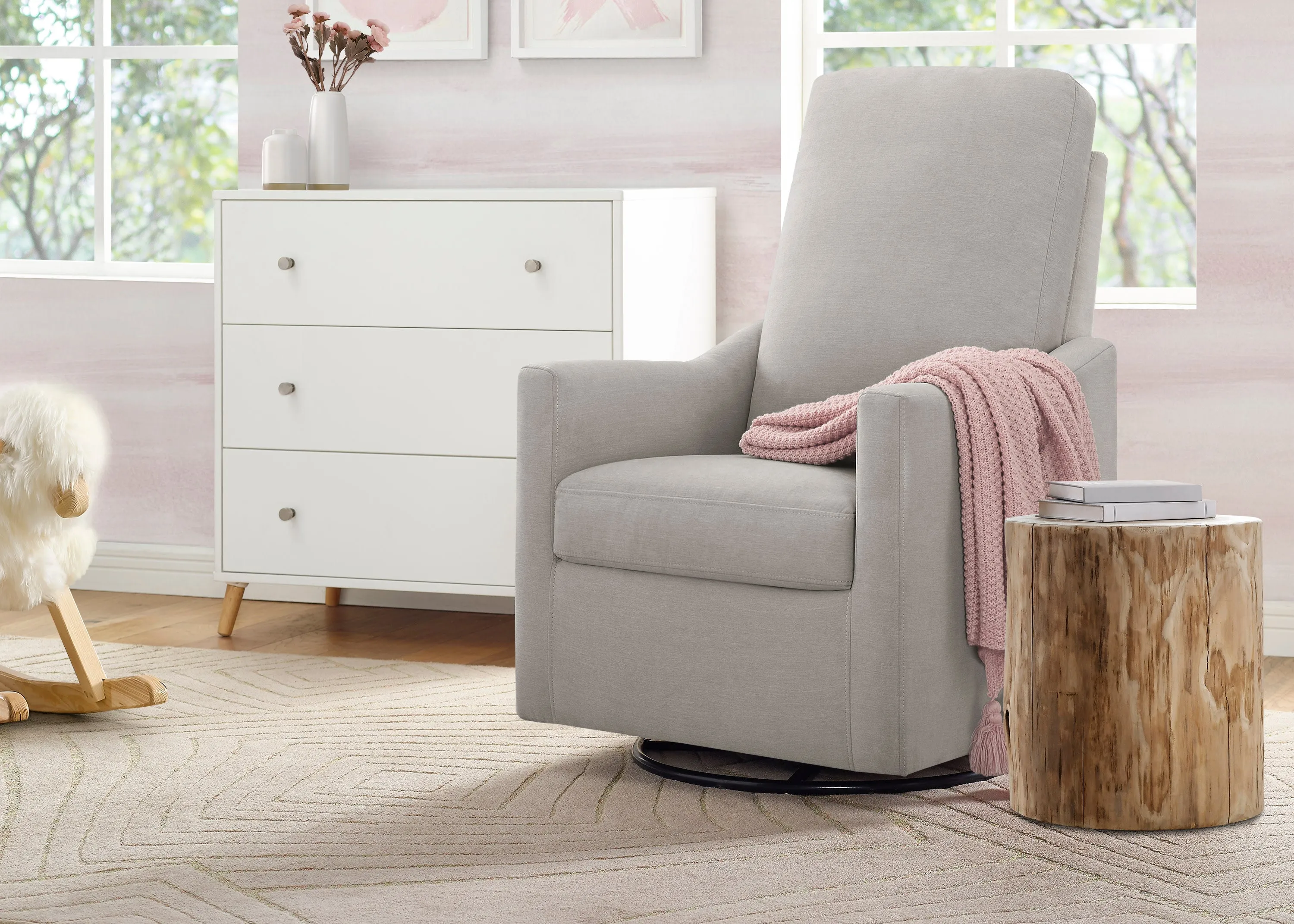 Andie Nursery Glider Swivel Chair with Stain-Resistant LiveSmart Fabric