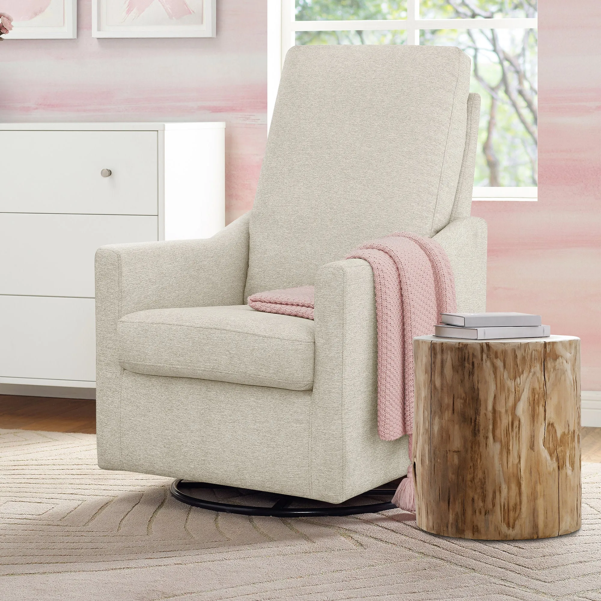 Andie Nursery Glider Swivel Chair with Stain-Resistant LiveSmart Fabric
