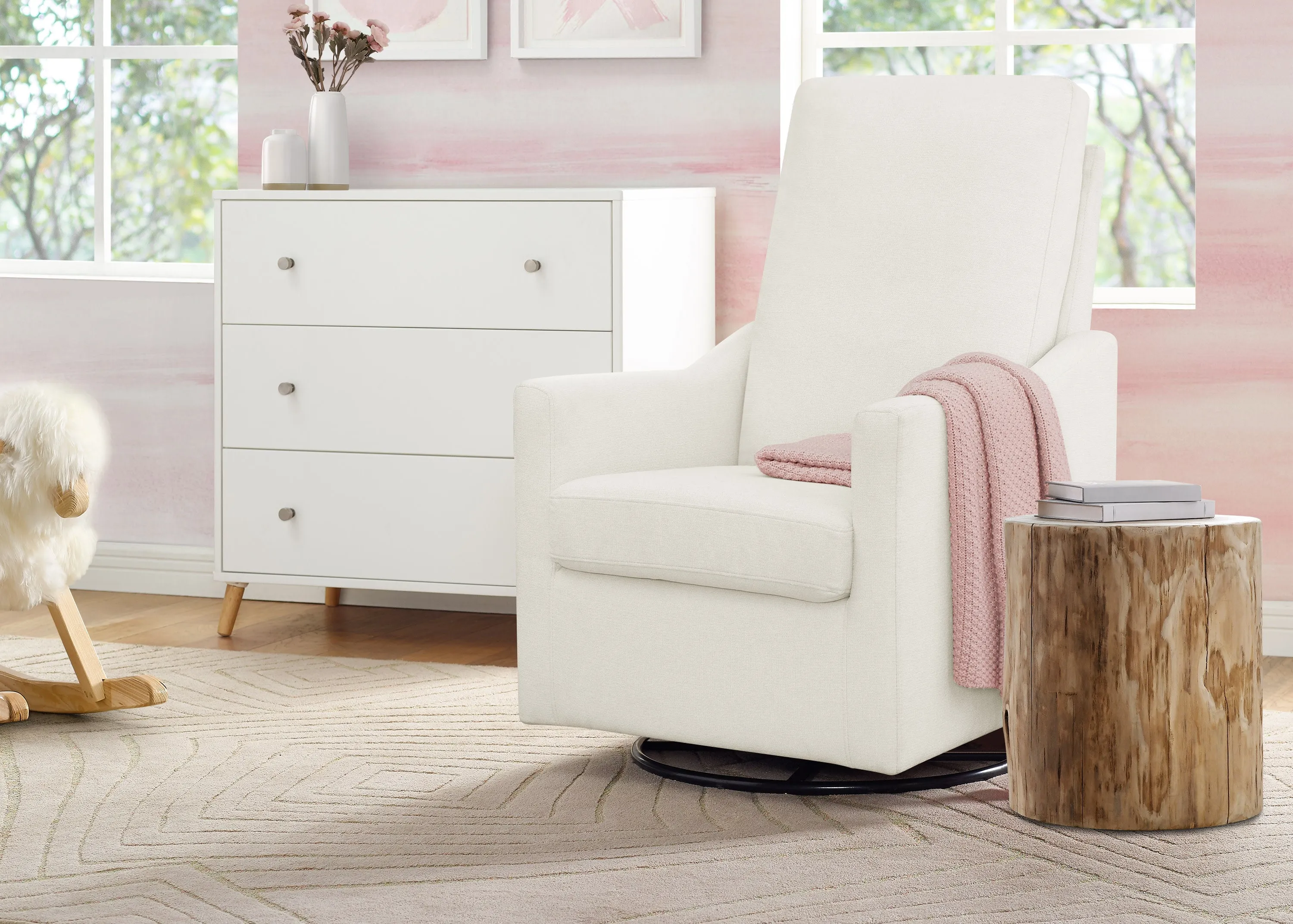 Andie Nursery Glider Swivel Chair with Stain-Resistant LiveSmart Fabric