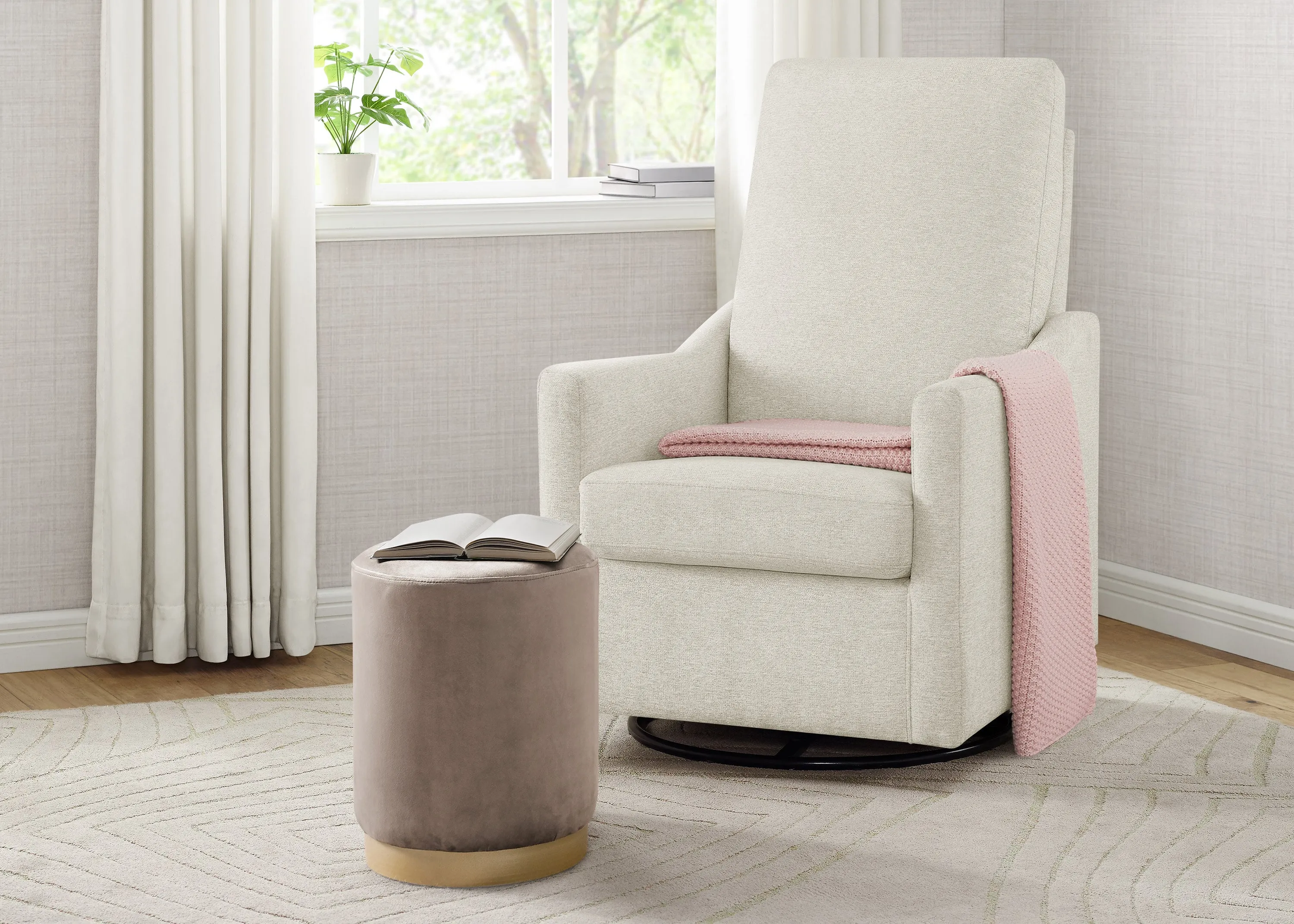 Andie Nursery Glider Swivel Chair with Stain-Resistant LiveSmart Fabric