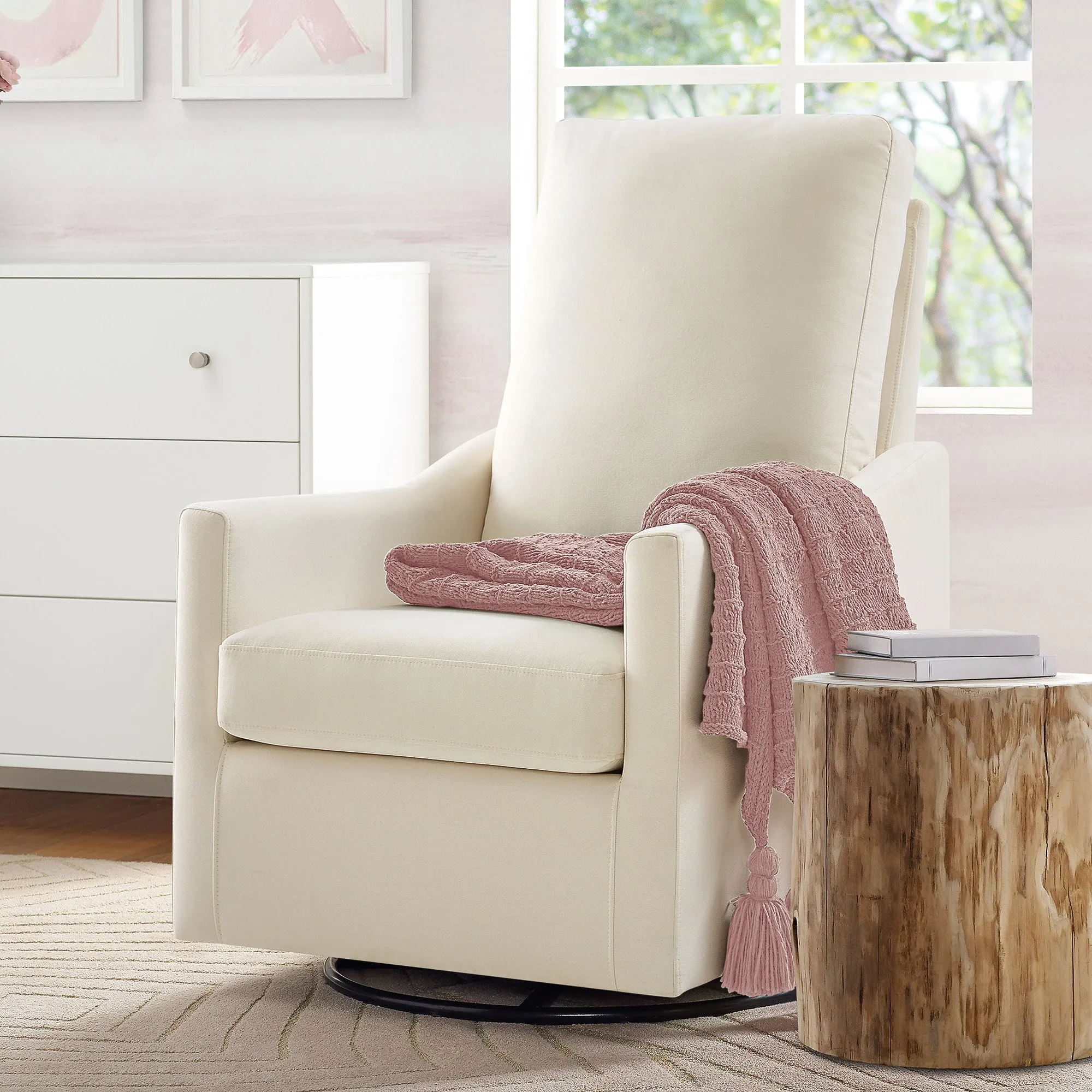 Andie Nursery Glider Swivel Chair with Stain-Resistant LiveSmart Fabric