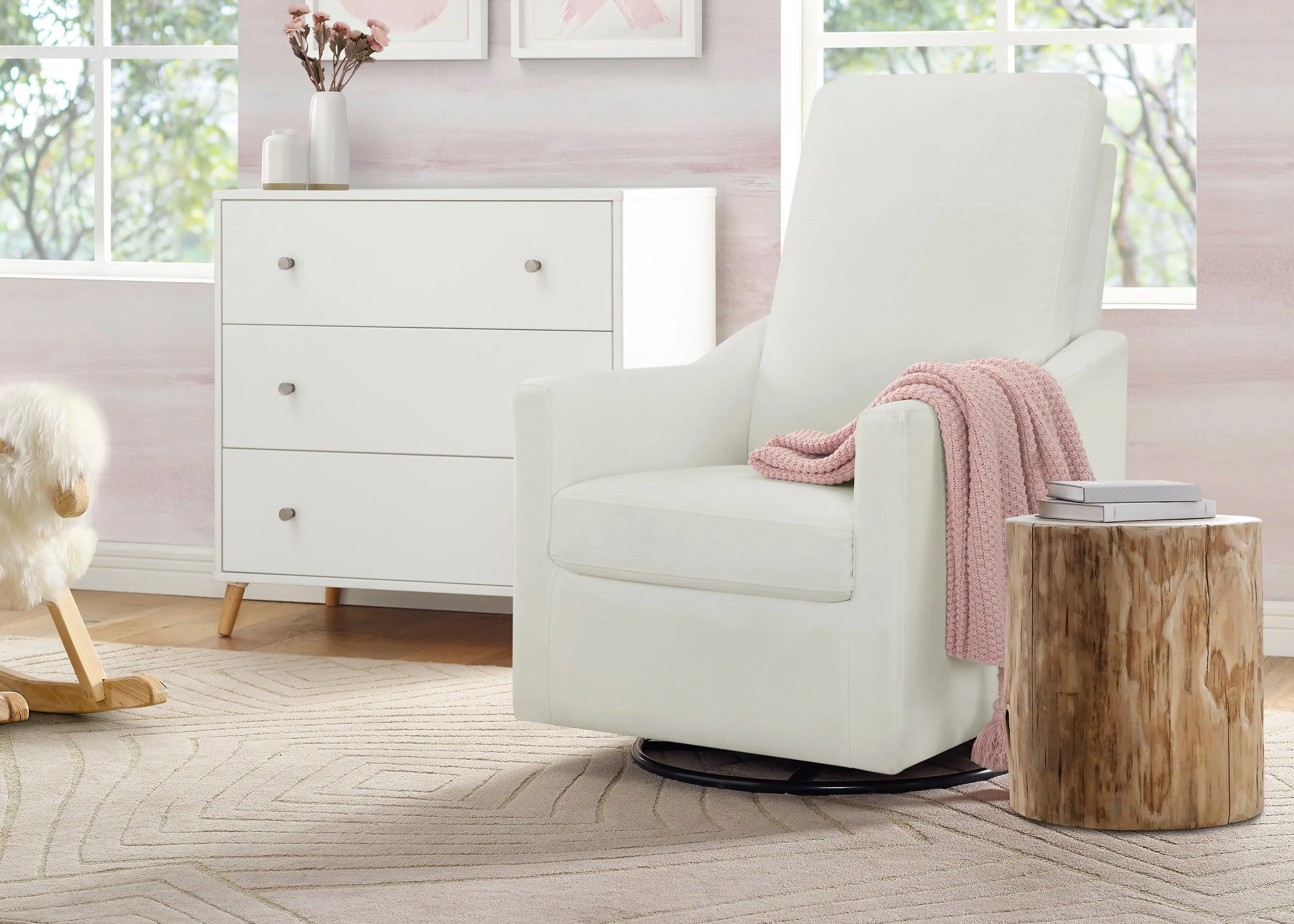 Andie Nursery Glider Swivel Chair with Stain-Resistant LiveSmart Fabric