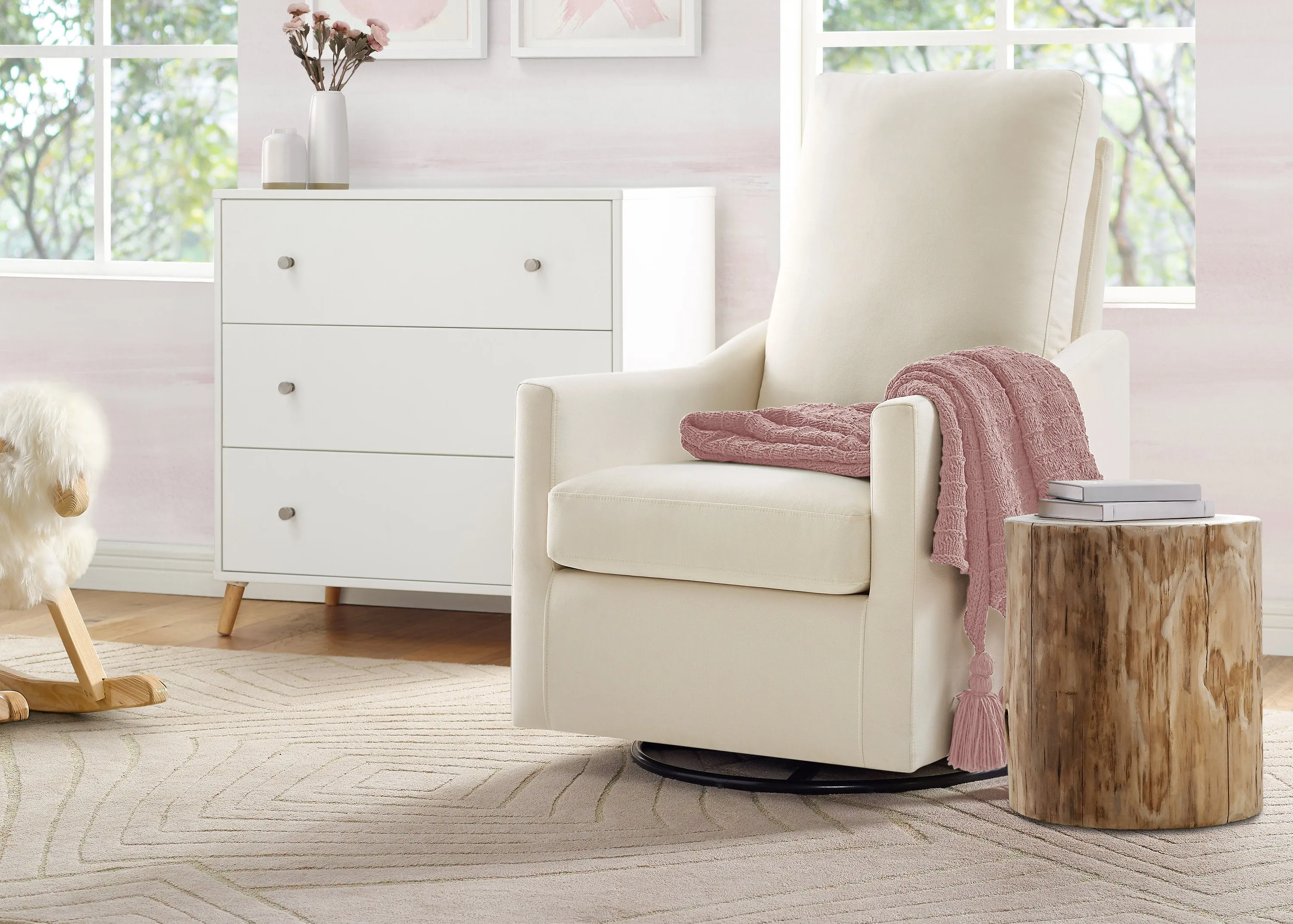 Andie Nursery Glider Swivel Chair with Stain-Resistant LiveSmart Fabric
