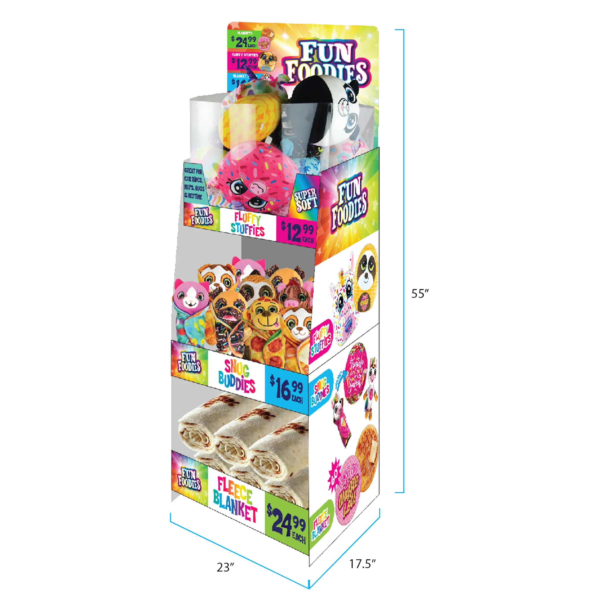 Blanket Plush Assortment Floor Display - 36 Pieces Per Retail Ready Display 88461