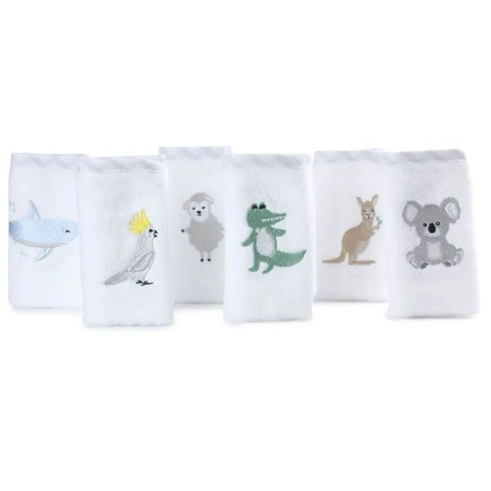 Bubba Blue Aussie Animals Face Washers 6pk