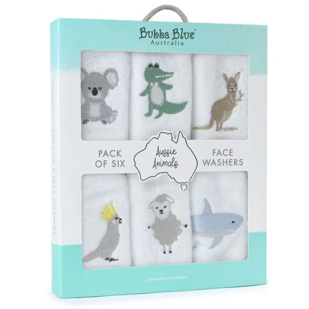 Bubba Blue Aussie Animals Face Washers 6pk