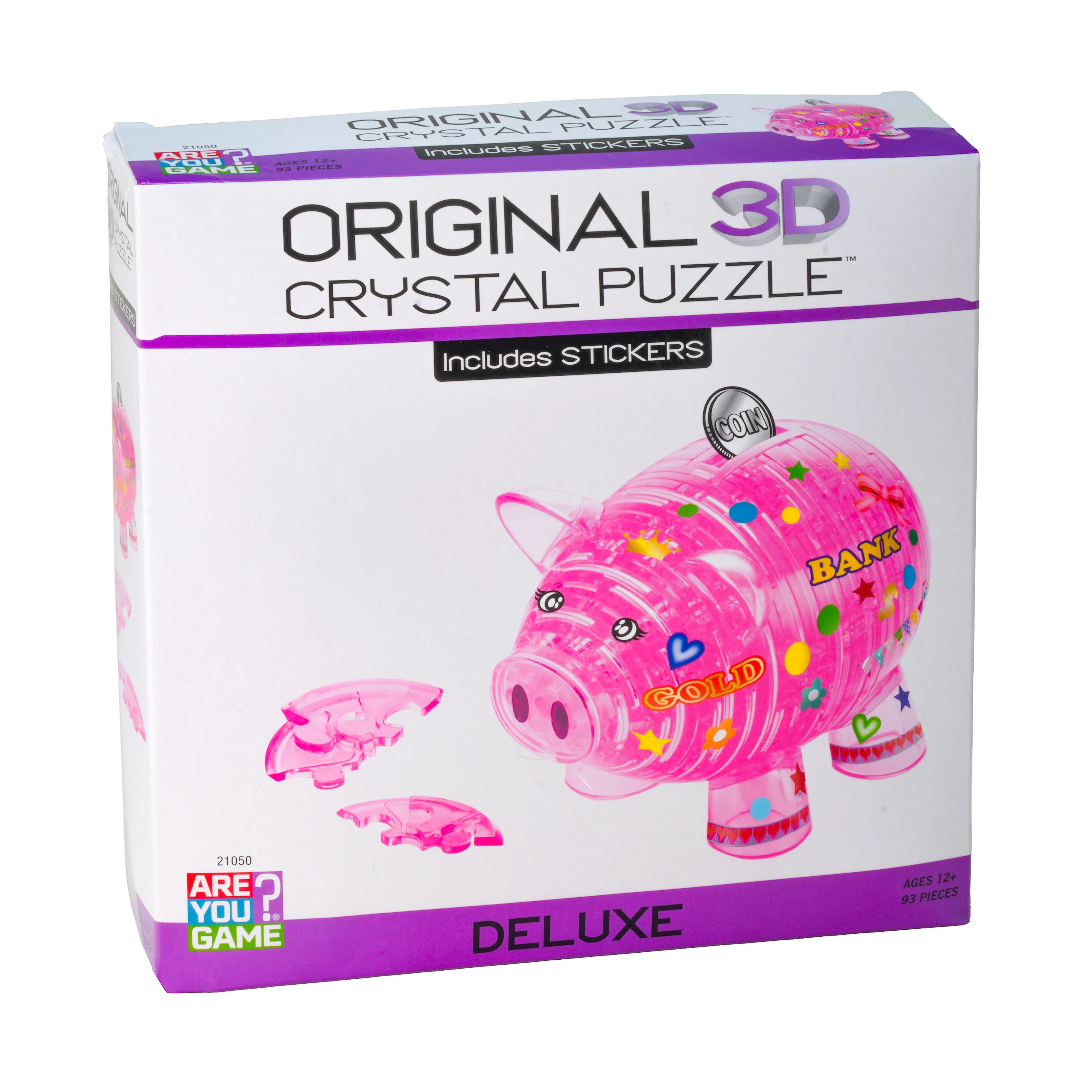 Deluxe Crystal Piggy Bank Kit - Hot Pink, 93 Piece 3D Puzzle