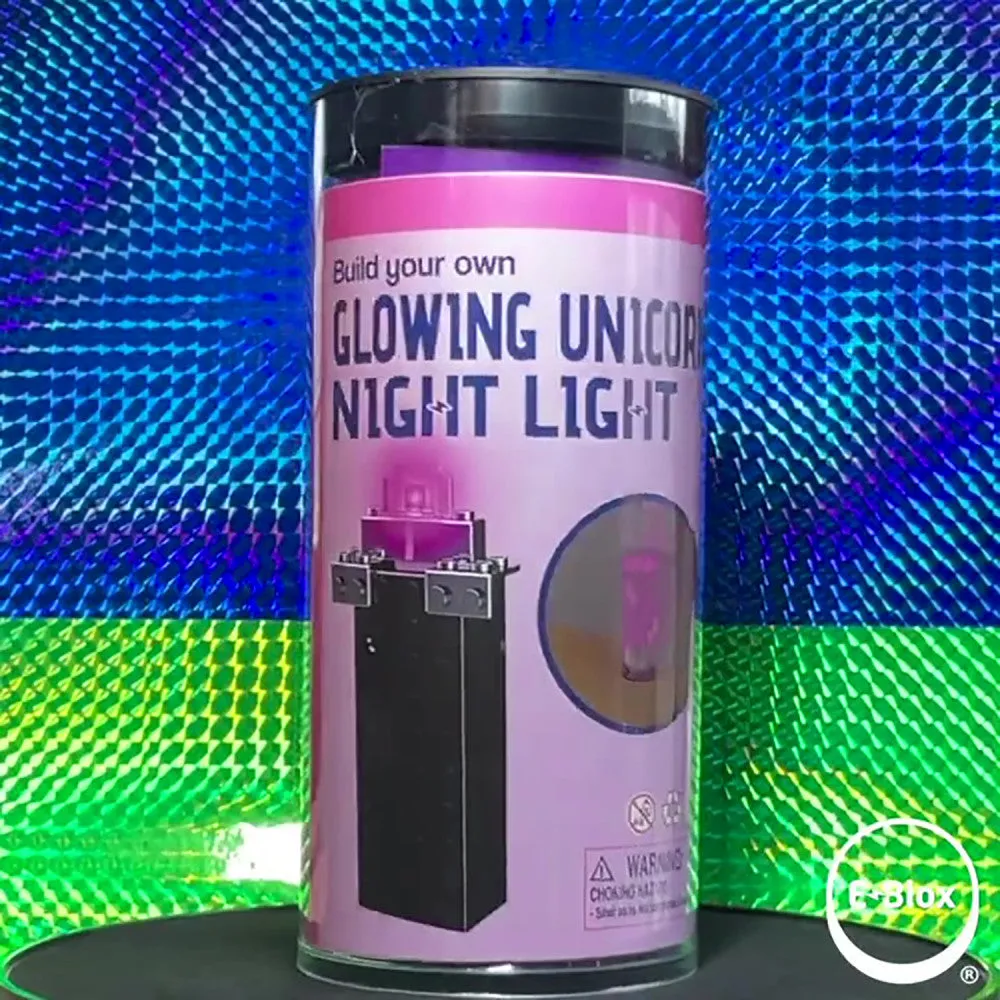 E-Blox Power Blox Unicorn Glowing Night Light - STEM Toy for Kids Ages 5 
