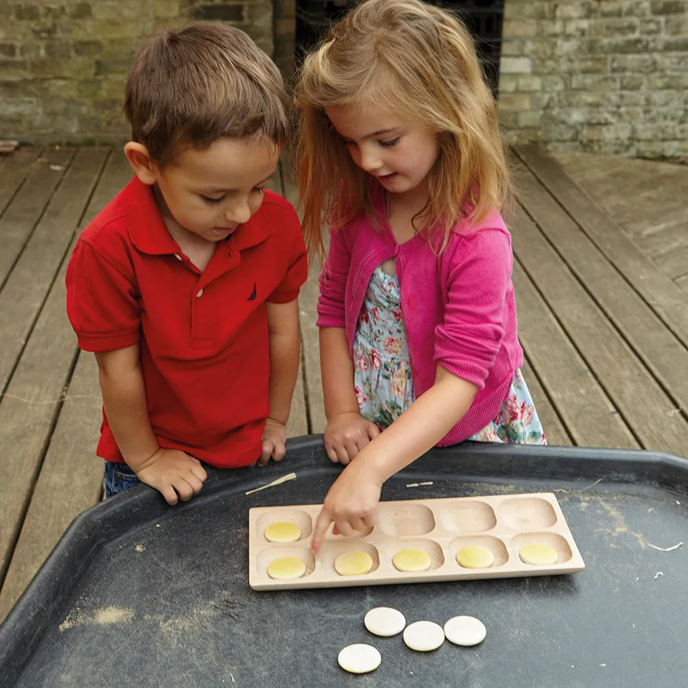 Eco-Friendly Wooden 10-Frame Math Tray | Beech Wood Counting & Place Value Tool
