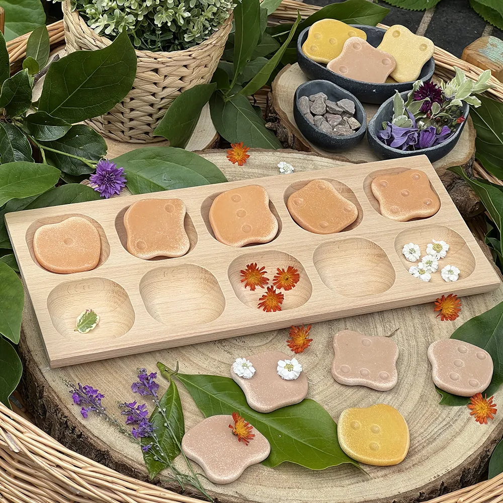 Eco-Friendly Wooden 10-Frame Math Tray | Beech Wood Counting & Place Value Tool