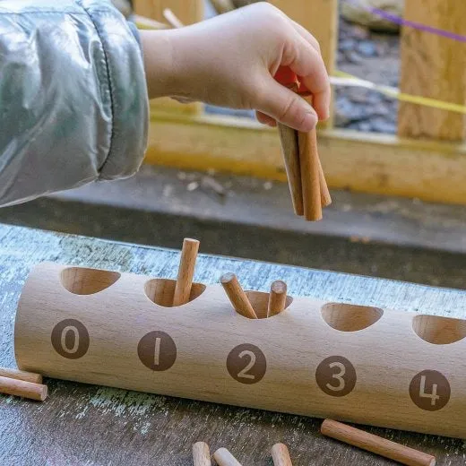Eco-Friendly Wooden Counting Log with Sticks | Natural Early Math Toy