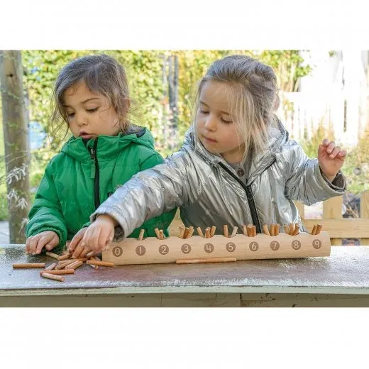 Eco-Friendly Wooden Counting Log with Sticks | Natural Early Math Toy