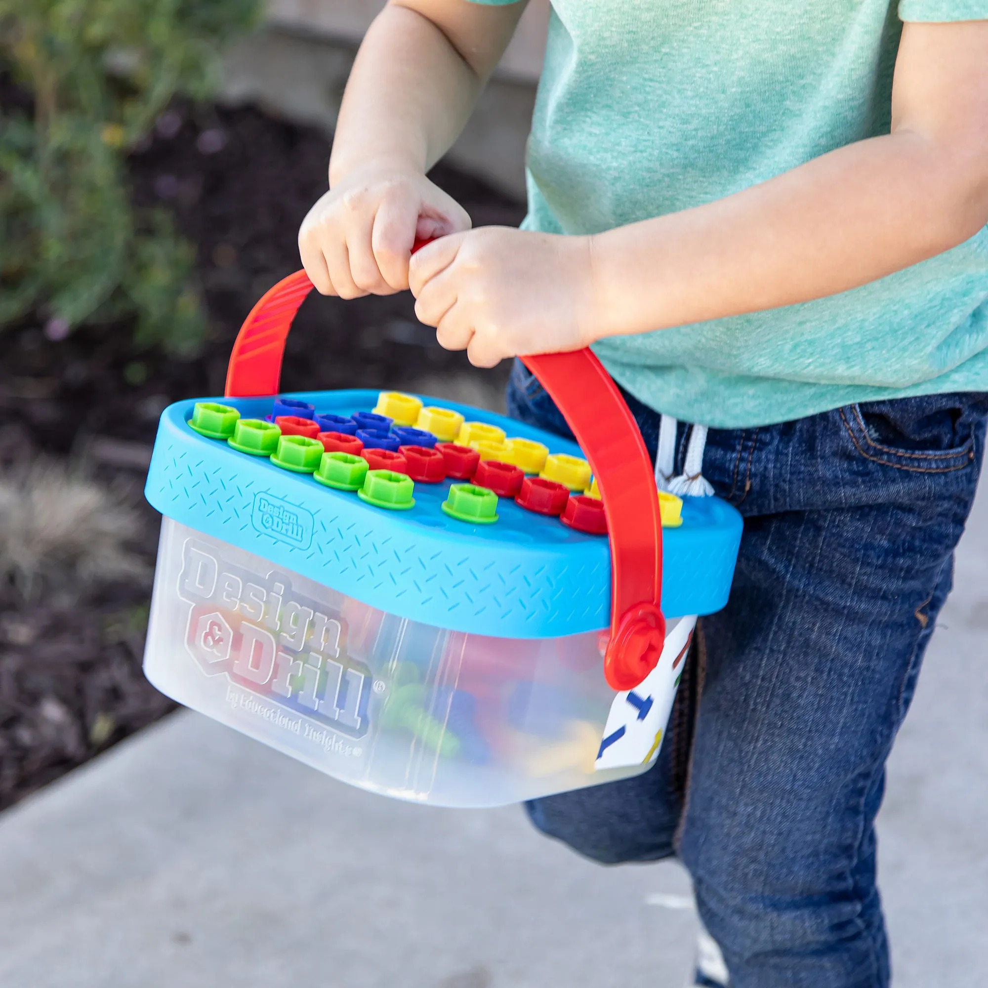 Educational Insights Design & Drill Bolt-It Bucket - Colorful Construction Fun