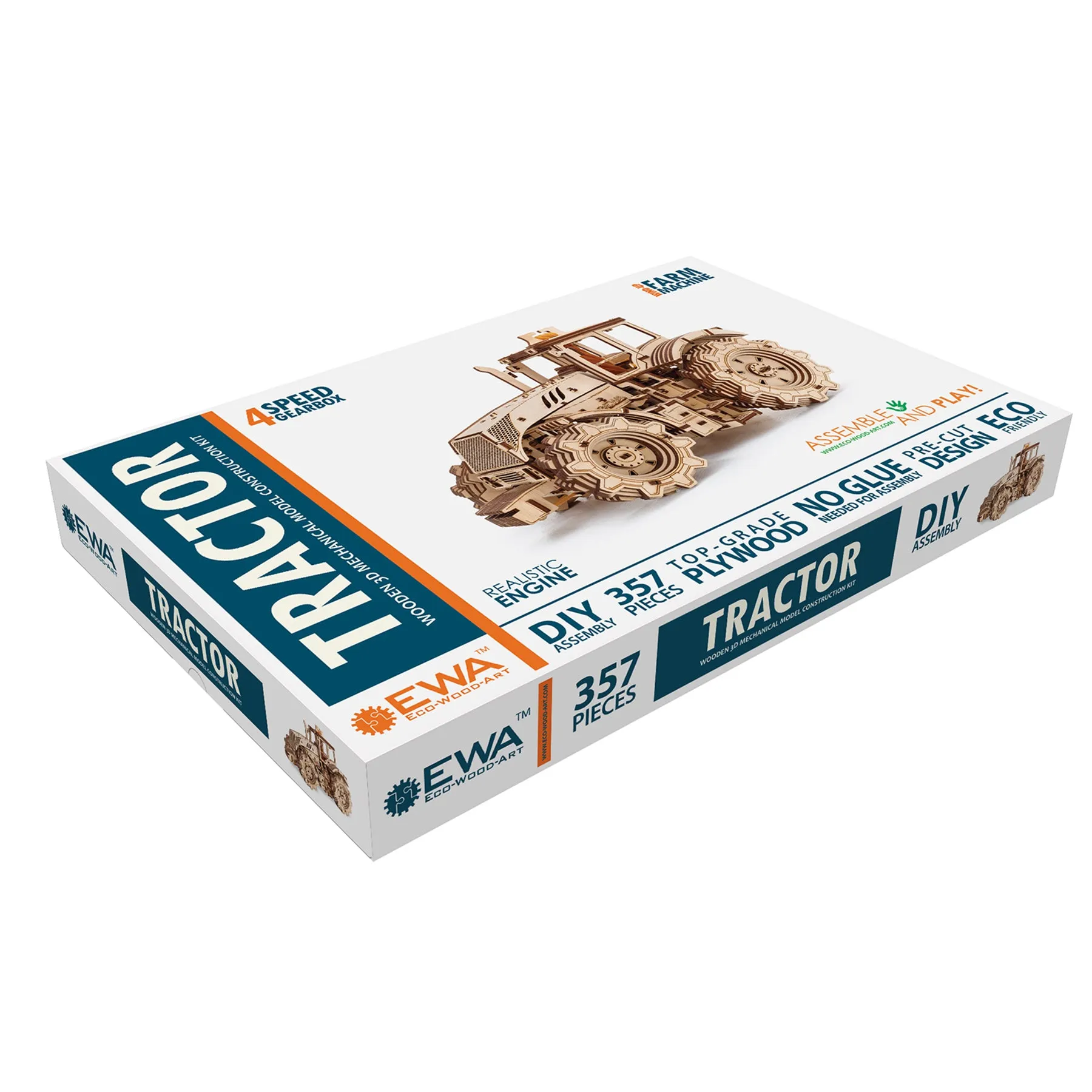 EWA Eco-Wood-Art Tractor - 3D Wooden STEM Puzzle Kit