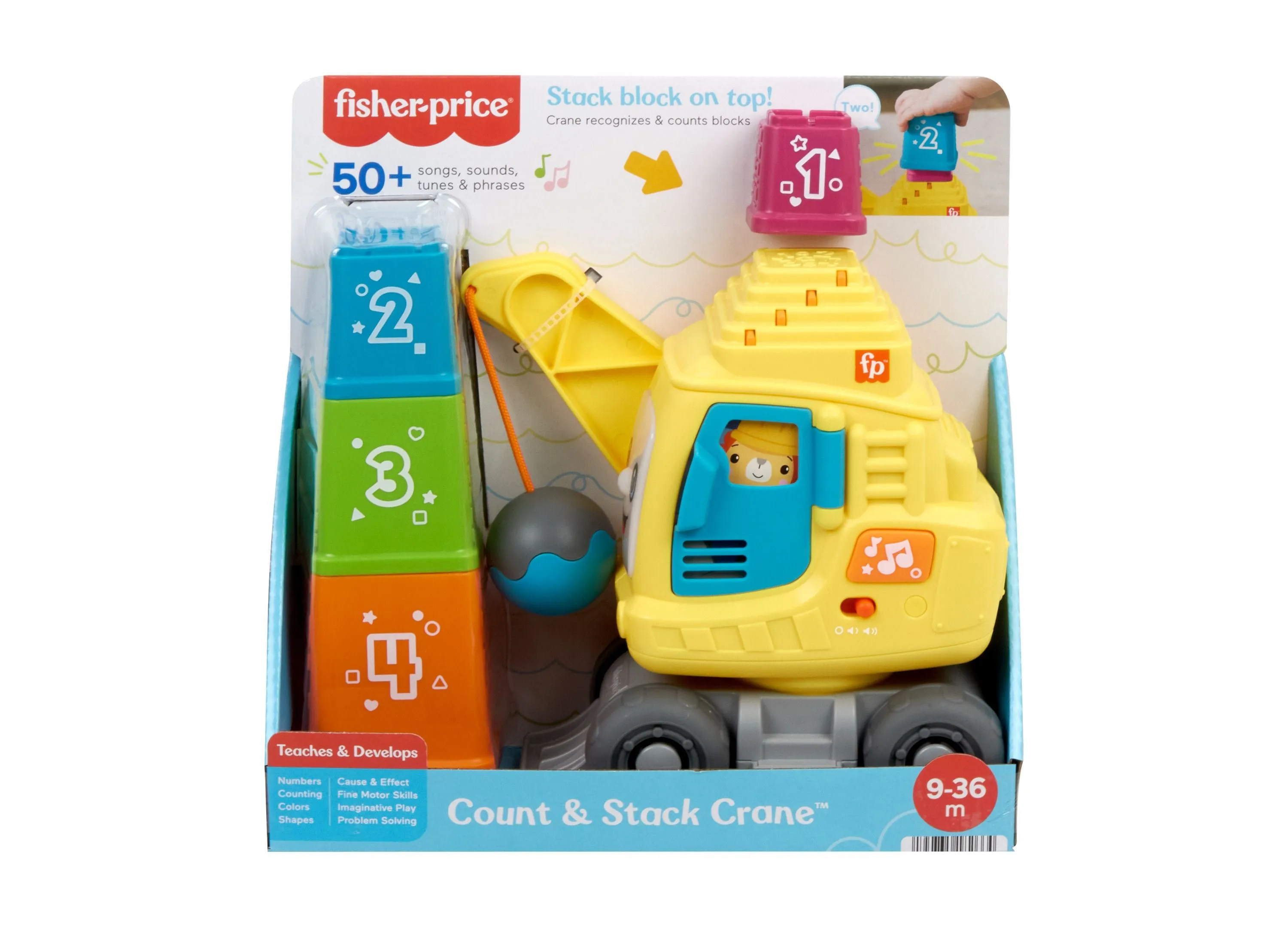 Fisher-Price Count and Stack Crane Learning Toy with Light-Up Blocks