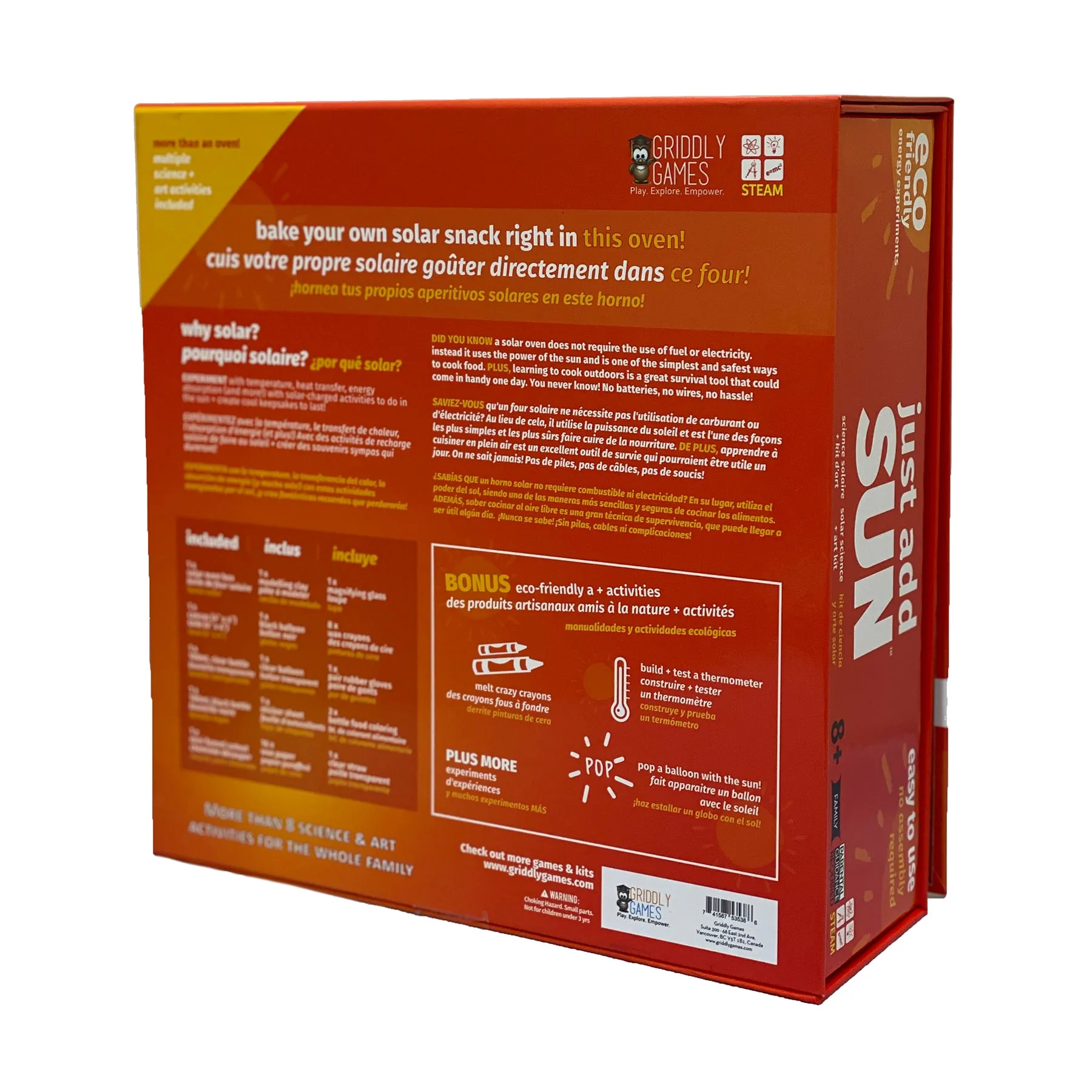 Griddly Games Just Add Sun STEAM Solar Oven Science and Art Kit