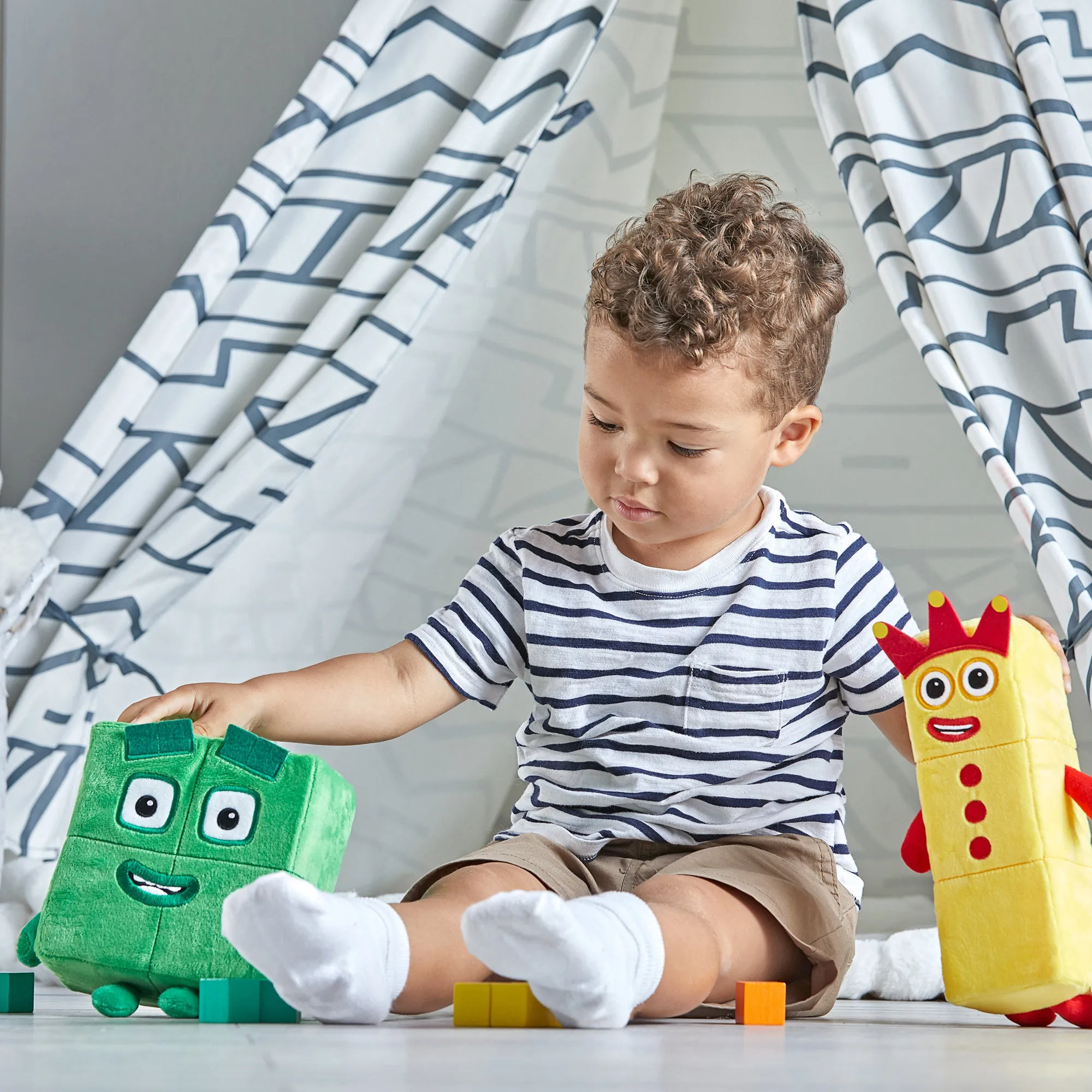 Hand2Mind Numberblocks 3 & 4 Playful Pals Plush - Yellow & Green