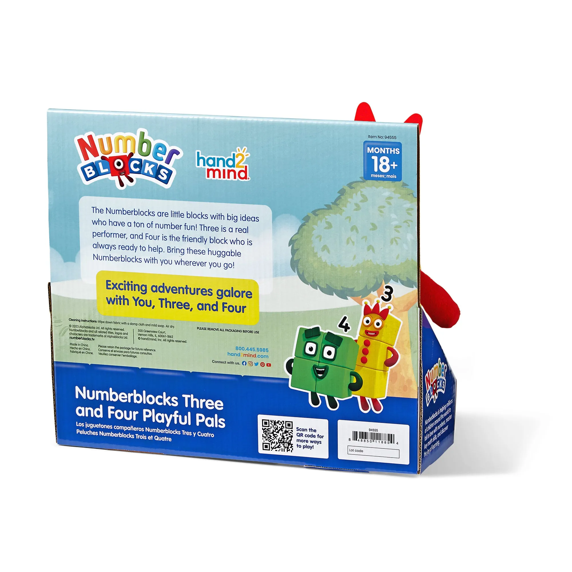 Hand2Mind Numberblocks 3 & 4 Playful Pals Plush - Yellow & Green