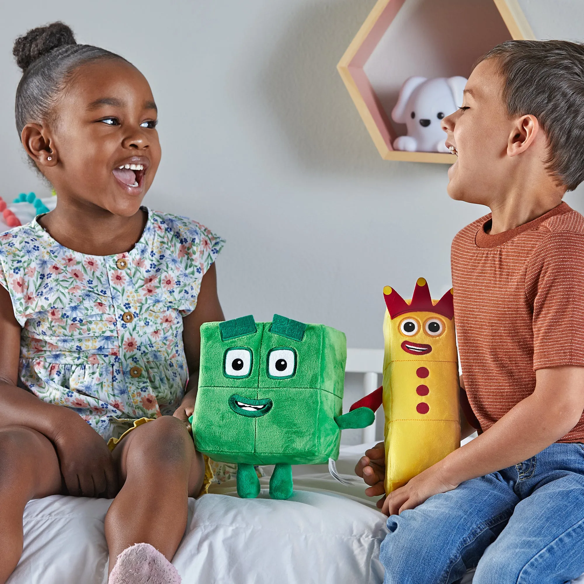 Hand2Mind Numberblocks 3 & 4 Playful Pals Plush - Yellow & Green