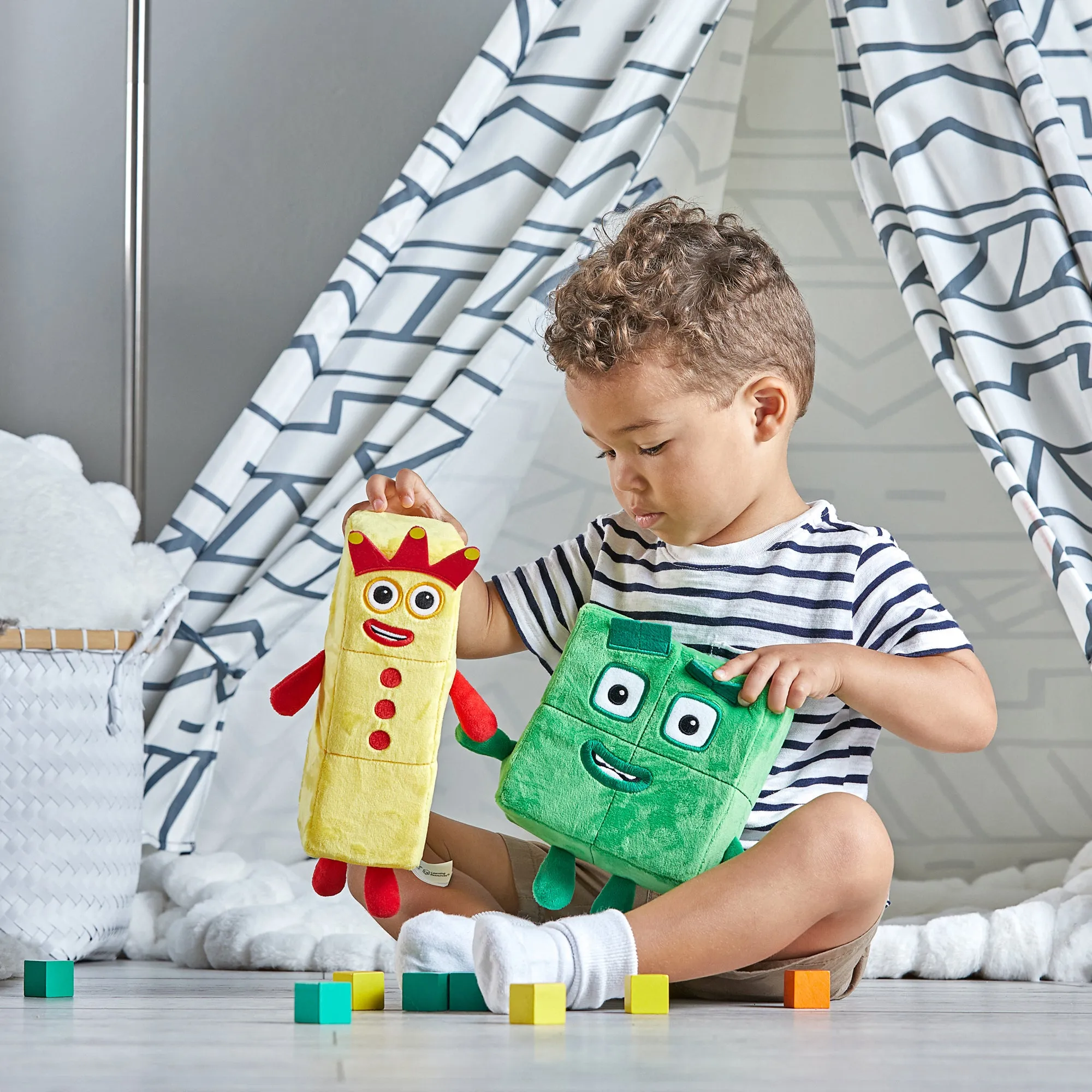 Hand2Mind Numberblocks 3 & 4 Playful Pals Plush - Yellow & Green