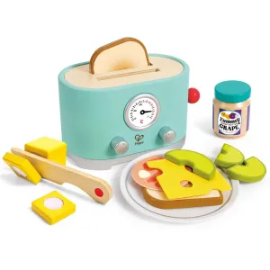 Hape 15pc Ding & Pop-Up Toaster - Teal Wooden Food Playset