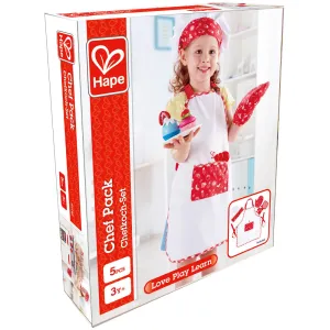 Hape 5pc Chef Pack - Red & White, Kitchen Dress Up Toy Playset