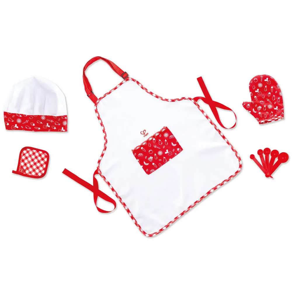 Hape 5pc Chef Pack - Red & White, Kitchen Dress Up Toy Playset