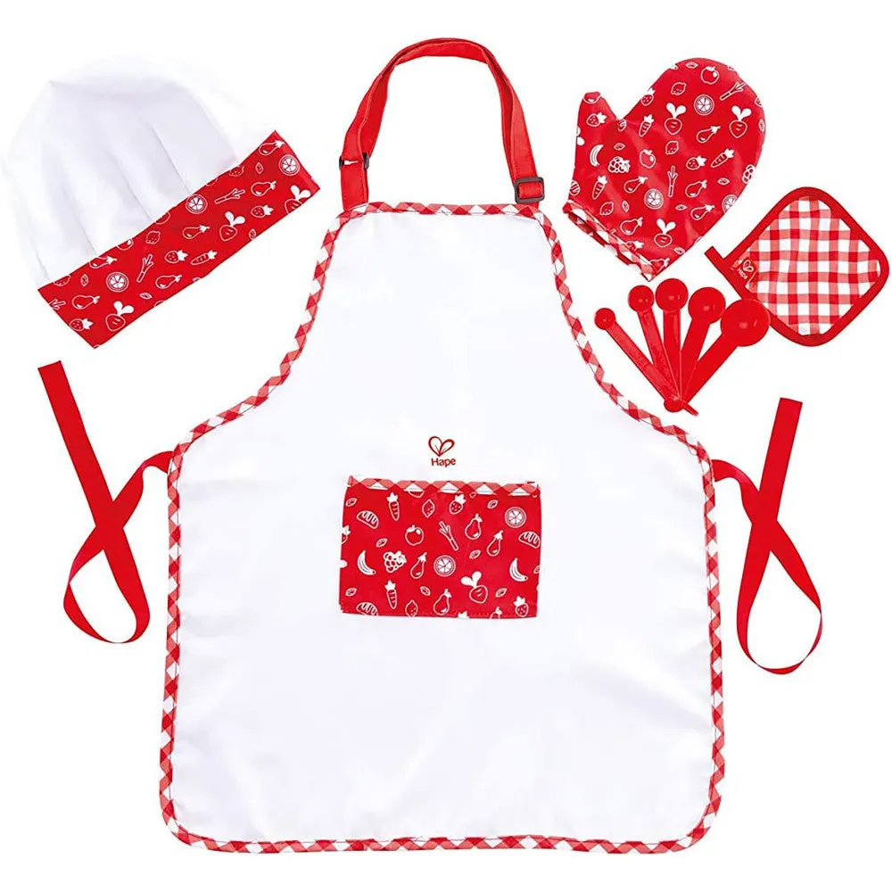 Hape 5pc Chef Pack - Red & White, Kitchen Dress Up Toy Playset