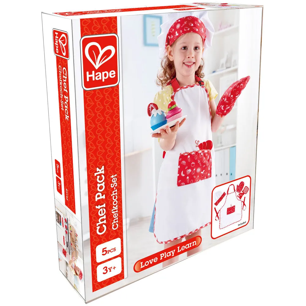 Hape 5pc Chef Pack - Red & White, Kitchen Dress Up Toy Playset