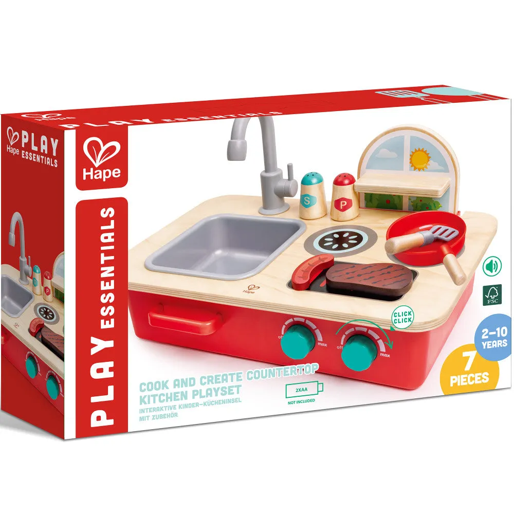 Hape Cook & Create Wooden Countertop Kitchen Playset - with Sounds