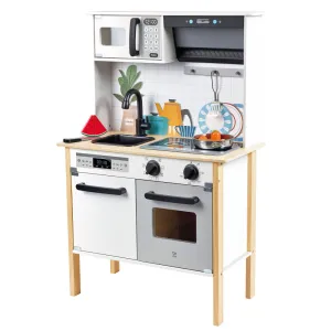 Hape Modern Smart Kitchen Playset - Interactive White 12pc Set with Lights and Sounds