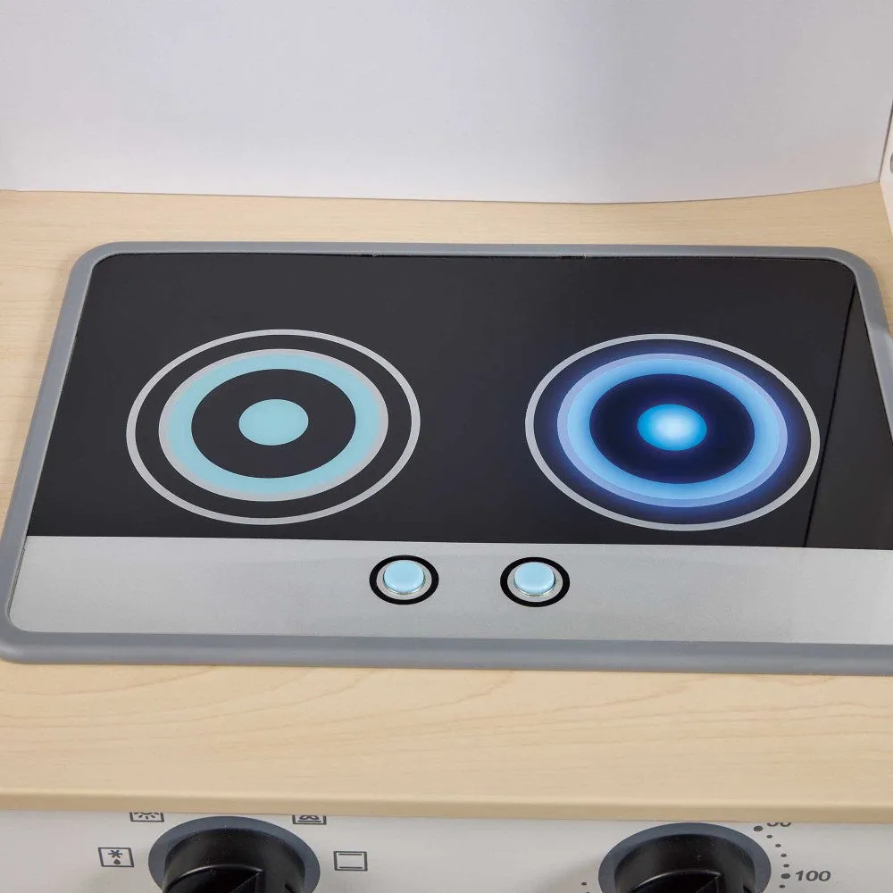 Hape Modern Smart Kitchen Playset - Interactive White 12pc Set with Lights and Sounds