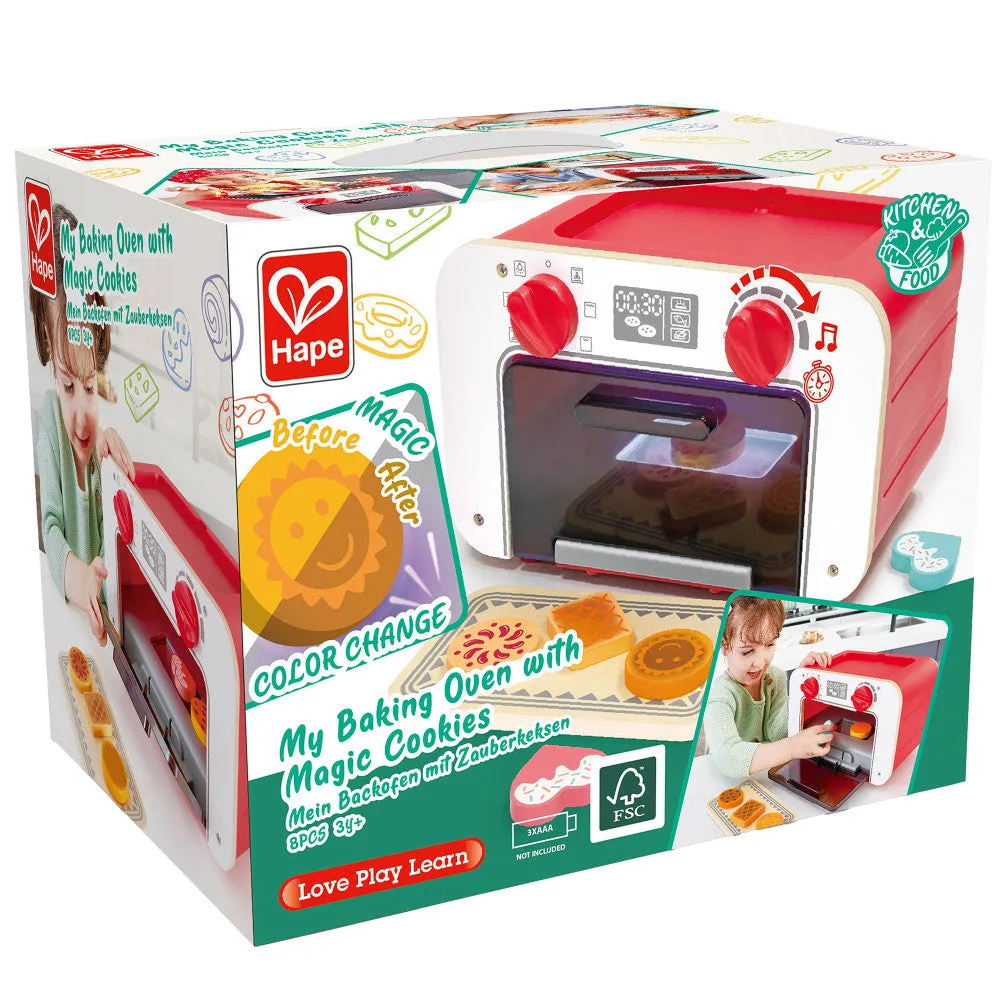 Hape My Baking Oven Playset with Magic Color-Changing Cookies - Red & White