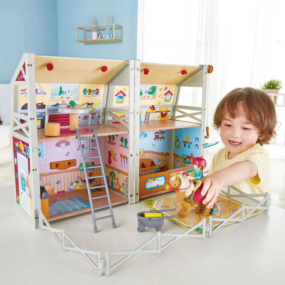 Hape Pony Club Ranch - 2-Level Wooden Barn Playset