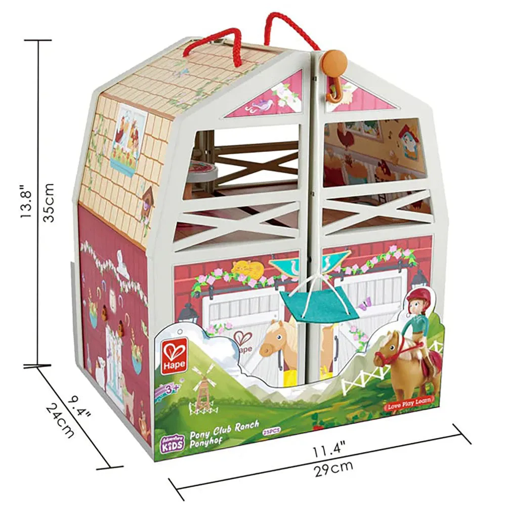 Hape Pony Club Ranch - 2-Level Wooden Barn Playset