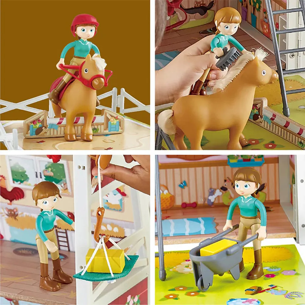 Hape Pony Club Ranch - 2-Level Wooden Barn Playset