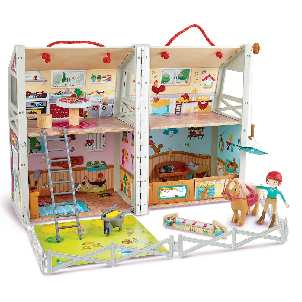 Hape Pony Club Ranch - 2-Level Wooden Barn Playset