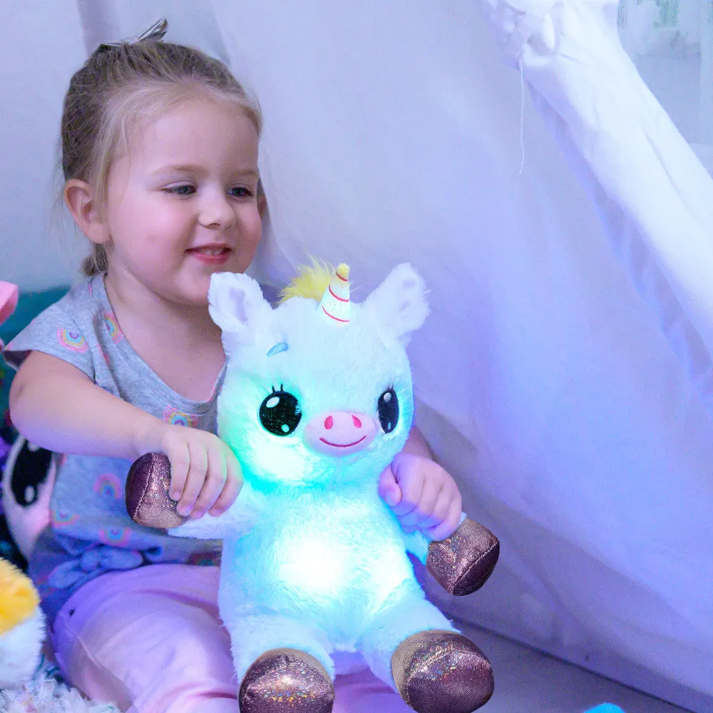 Happy Nappers Lullabrites Unicorn Musical Light-Up Plush - White & Green
