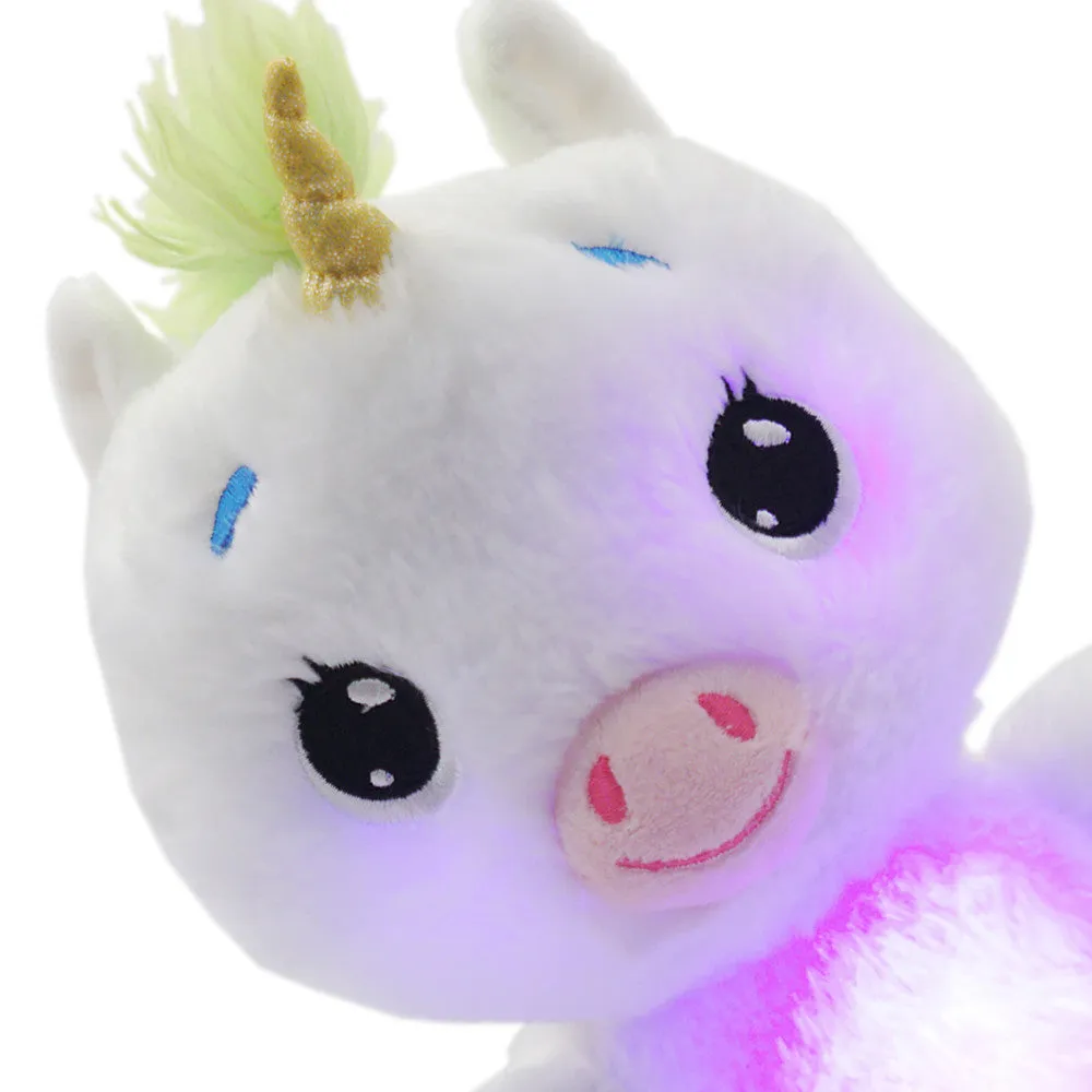 Happy Nappers Lullabrites Unicorn Musical Light-Up Plush - White & Green