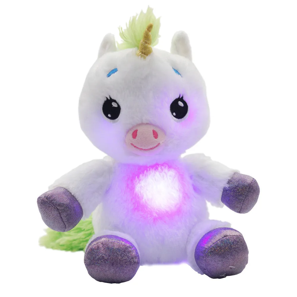 Happy Nappers Lullabrites Unicorn Musical Light-Up Plush - White & Green