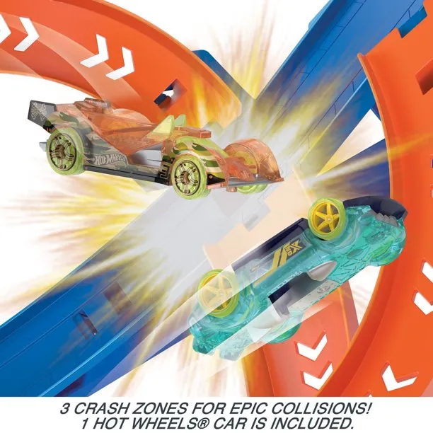 Hot Wheels HGV67 Action Spiral Speed Crash Track Set, With 1 Hot Wheels Car