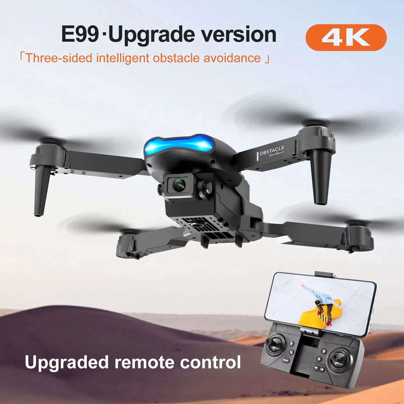 HTB HTB-20230518 Drone with 4K HD Dual Camera RC Quadcopter with 2 Modular 1800mAh Batteries