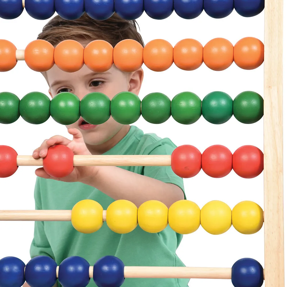 Jumbo Wooden Abacus Counting Frame | 100 Beads for Preschool Math Learning