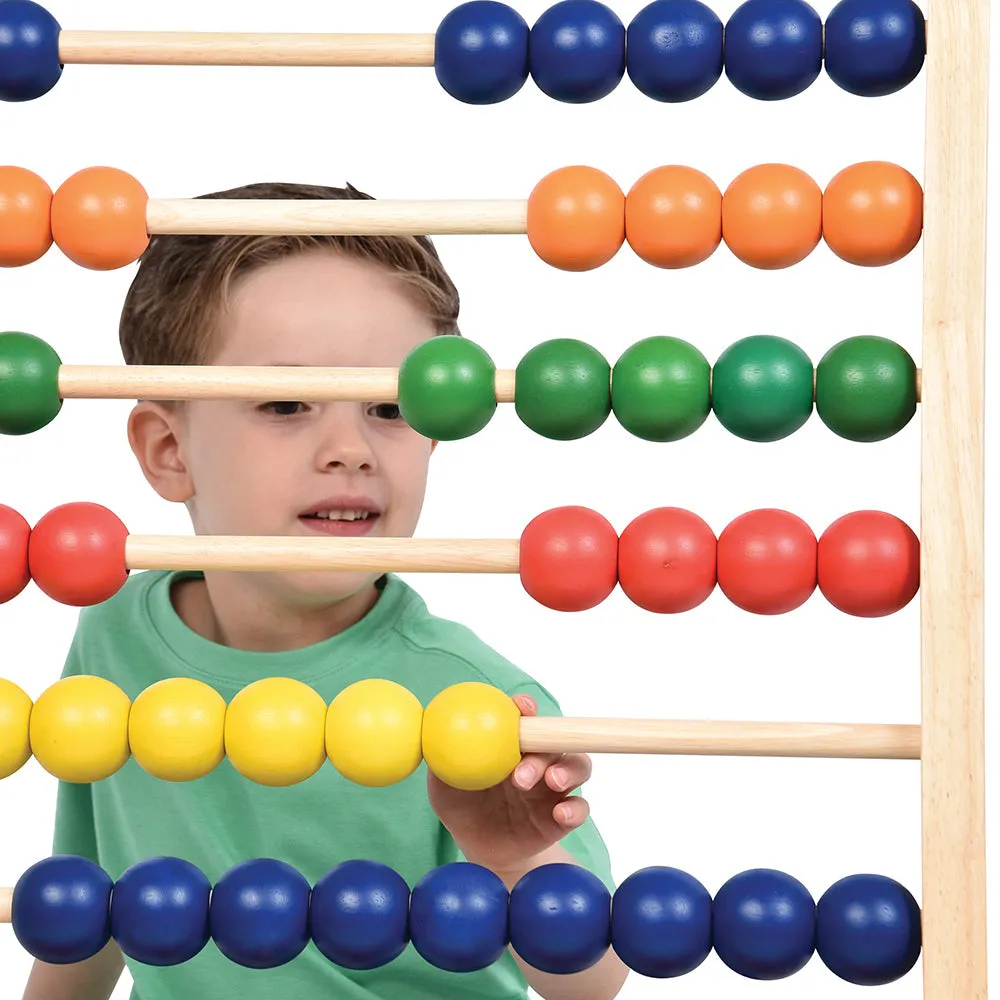 Jumbo Wooden Abacus Counting Frame | 100 Beads for Preschool Math Learning