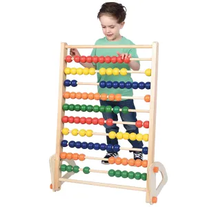 Jumbo Wooden Abacus Counting Frame | 100 Beads for Preschool Math Learning