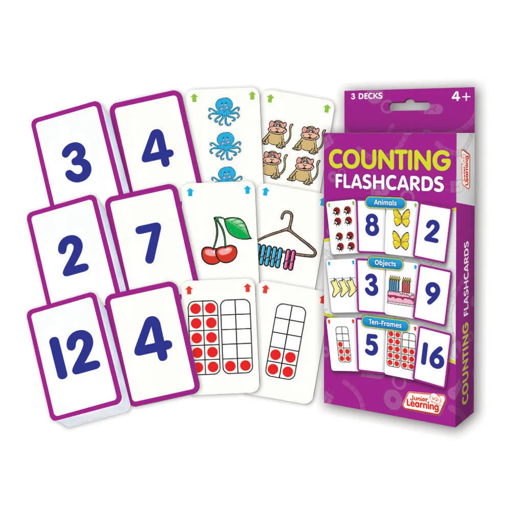 Junior Learning Counting Flashcards Set - Educational Math Teaching Tool for Ages 4 