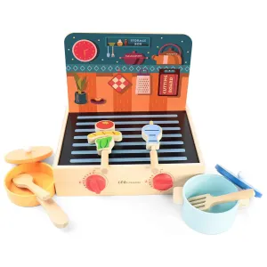 LEO & FRIENDS 2-In-1 Wooden Mini Kitchen Playset - 15pcs